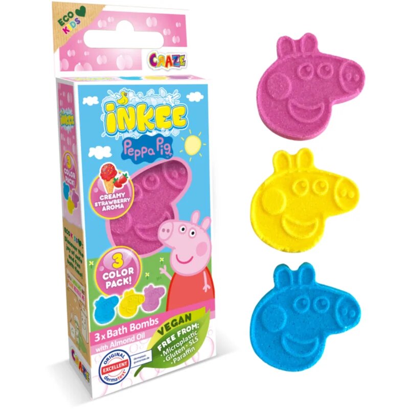 Peppa Pig Bath Bomb bombă de baie pentru copii 3x15 g