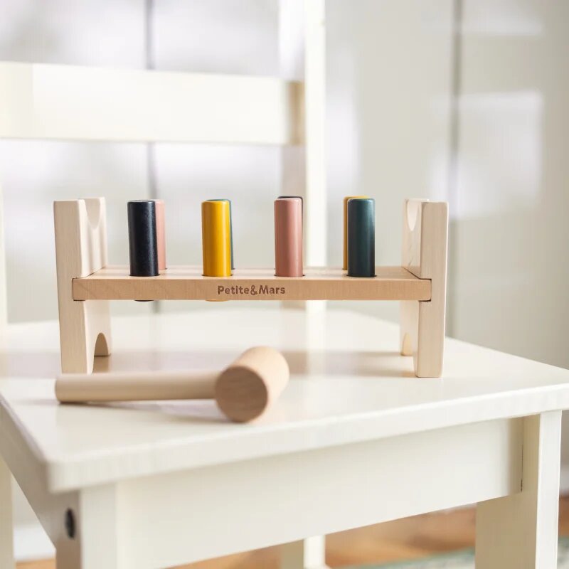 Petite&Mars Big Bang Wood of Mars joc interactiv de lovit cu ciocanul din lemn 12 m+ 1 buc