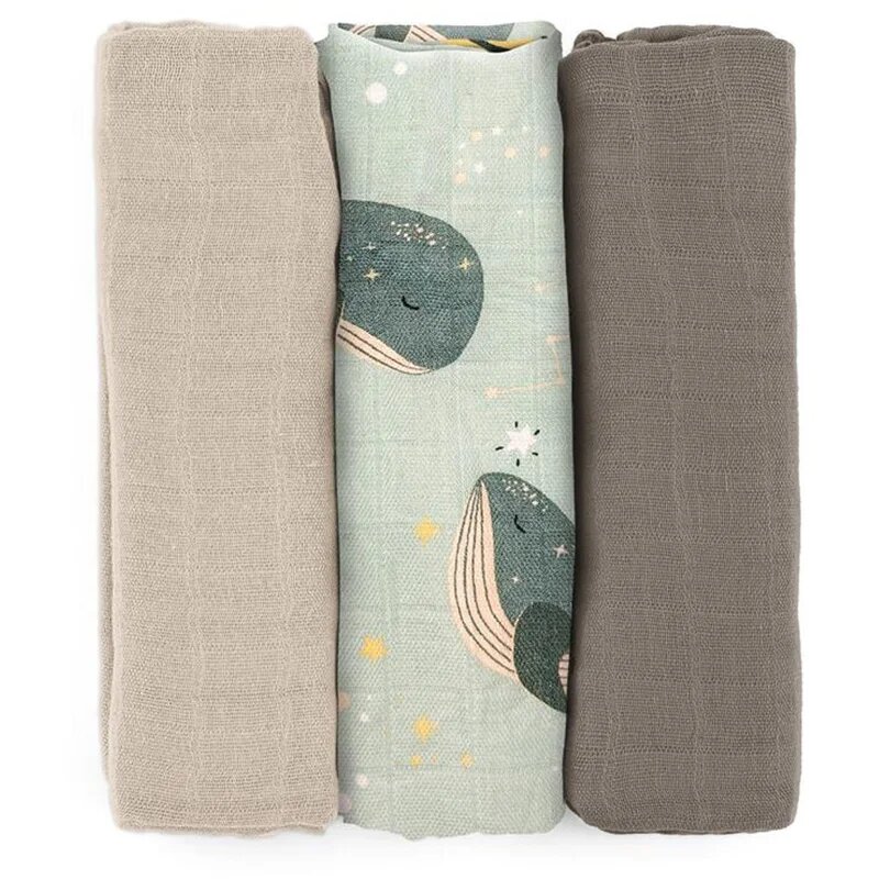 Petite&Mars Moussy scutece textile Whale Song 68 x 68 cm 3 buc