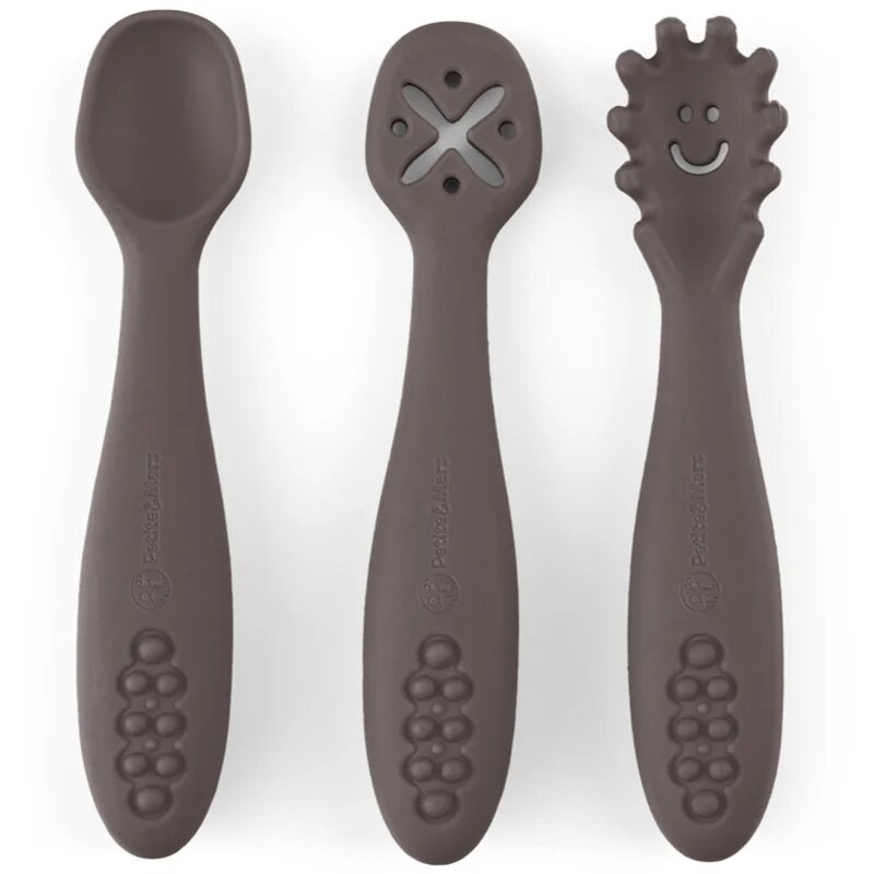 Petite&Mars Take&Match 6m+ linguriță pentru copii Bitter Cocoa 3 buc
