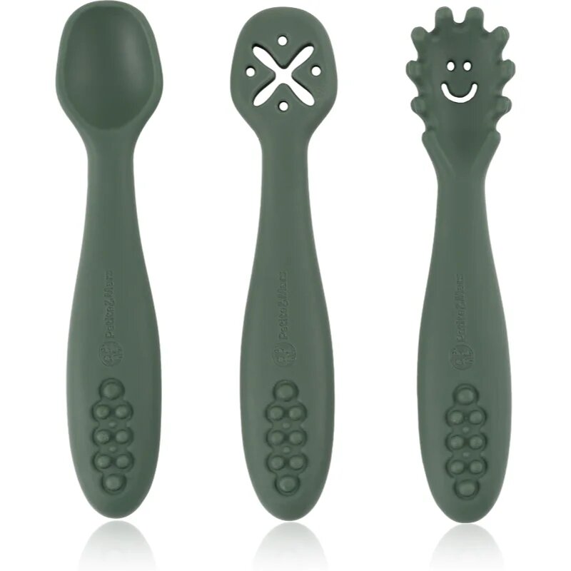 Petite&Mars Take&Match 6m+ linguriță pentru copii Misty Green 3 buc