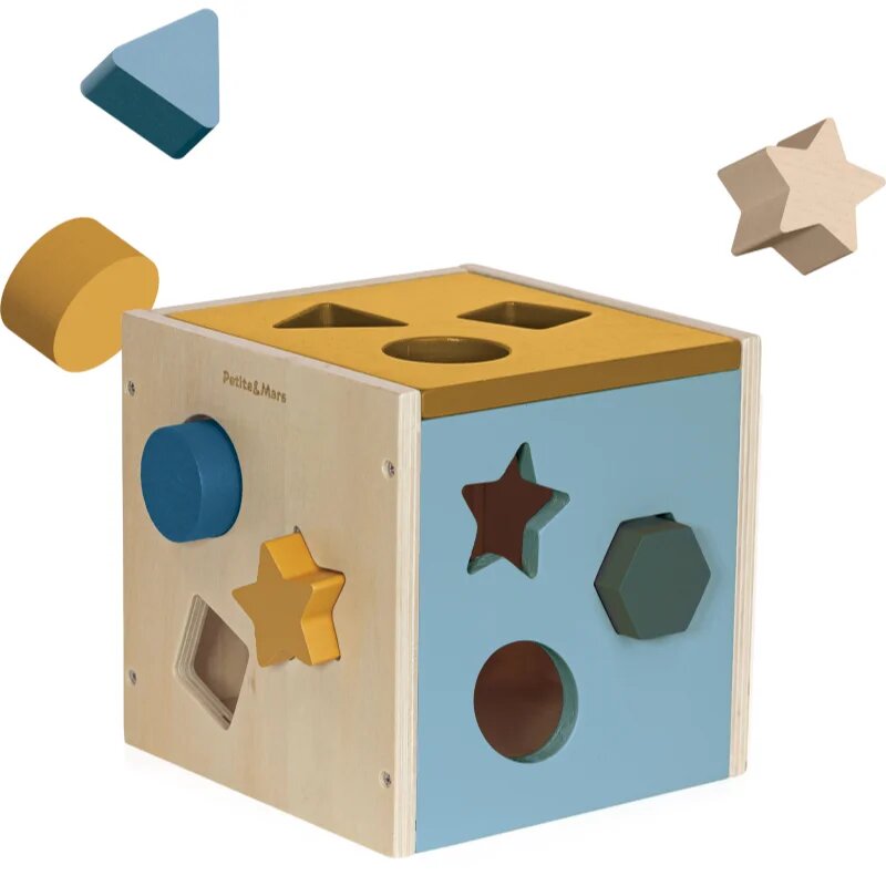 Petite&Mars Wood of Mars Gravity jucărie interactivă cu piese care se pot insera din lemn 12m+ Cosmic Blue 1 buc