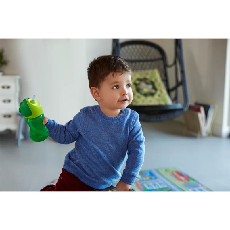 Philips Avent Bendy Straw SCF798/01 12m+ ceasca cu pai flexibil Green 300 ml
