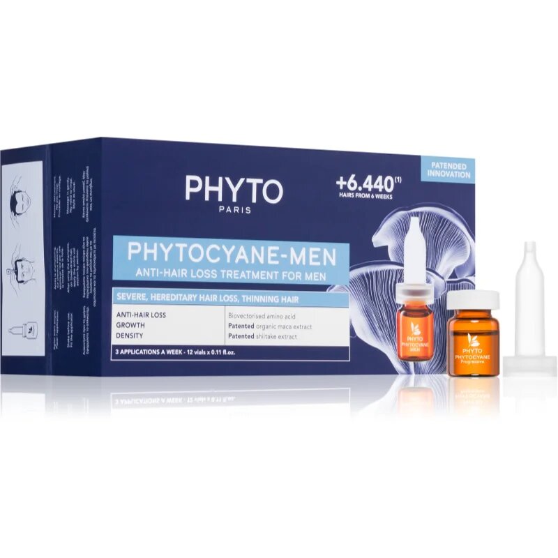 Phyto cyane Anti-Hair Loss Treatment For Men tratament pentru stimularea creșterii părului și anti-cădere 12x3.5 ml