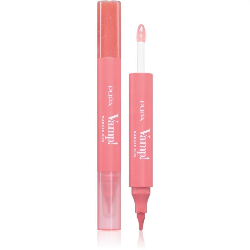 PUPA Milano Vamp! Lip Marker Duo repara buzele stralucitor culoare 002 Frozen Rose 1.4 ml