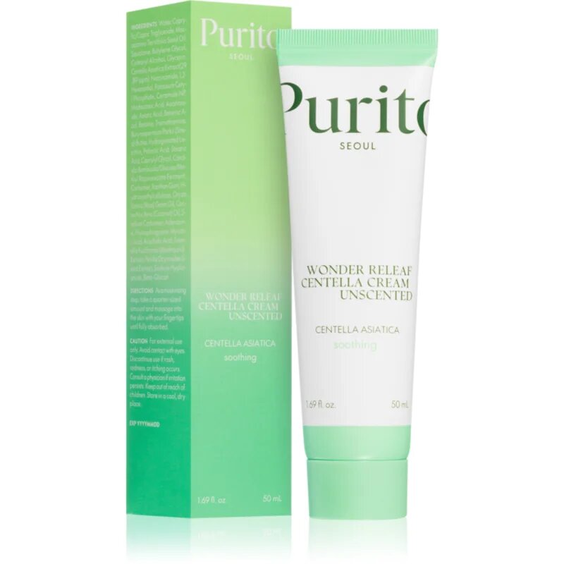 Purito Wonder Releaf Centella Cream Unscented crema regeneratoare pentru netezirea pielii 50 ml
