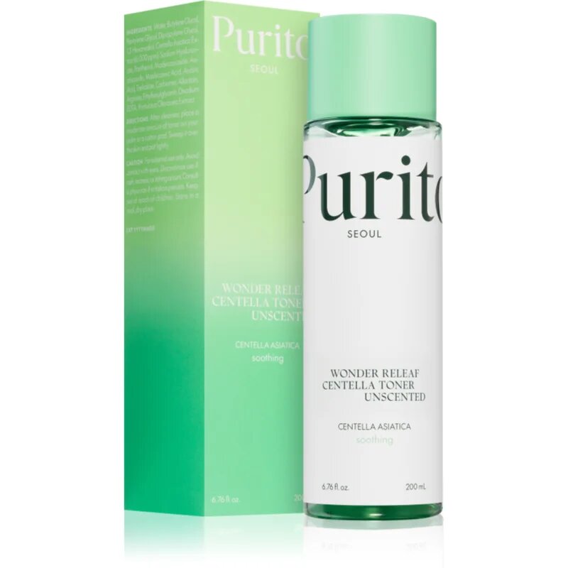 Purito Wonder Releaf Centella Toner Unscented tonic facial cu efect calmant pentru piele sensibilă 200 ml
