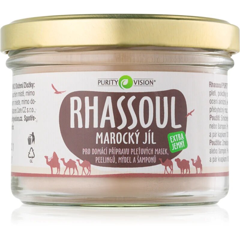 Purity Vision Rhassoul argilă marocana pentru prepararea măștilor faciale a exfoliantelor a săpunurilor și a șampoanelor 200 g