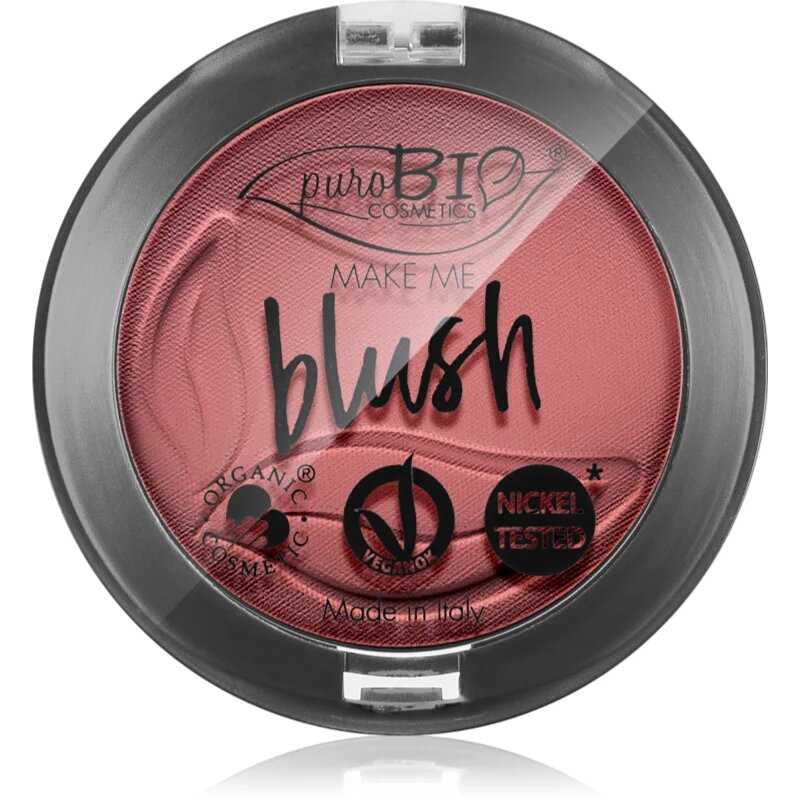 puroBIO Cosmetics Long-lasting Blush fard de obraz sub forma de pudra culoare 06 Cherry Blossom 5.2 g