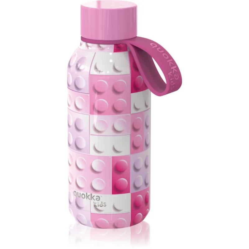 Quokka Solid Kids sticlă termos cu dispozitiv de prindere Pink Bricks 1 buc