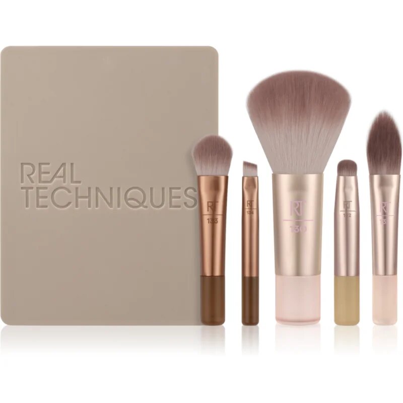 Real Techniques New Nudes On The Glow Mini Brush Kit set perii machiaj pentru călătorii 6 buc