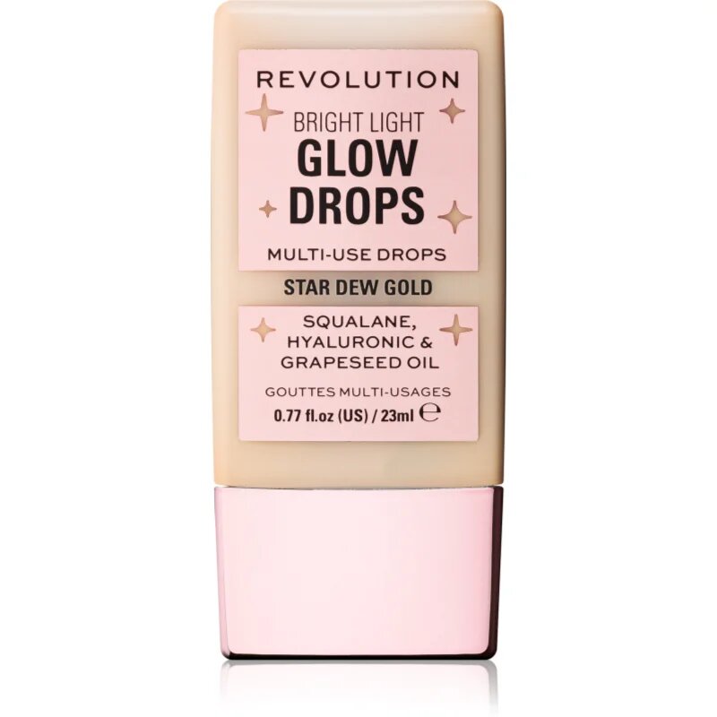 Revolution Bright Light Glow Drops iluminator lichid culoare Golden Star Dew 23 ml