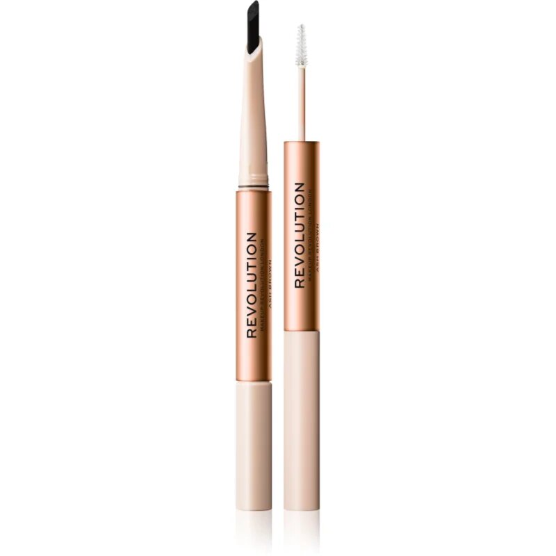 Revolution Fluffy Brow Filter Duo creion dermatograf cu două capete pentru sprâncene pentru fixare și formă culoare Ash Brown 0.12 g