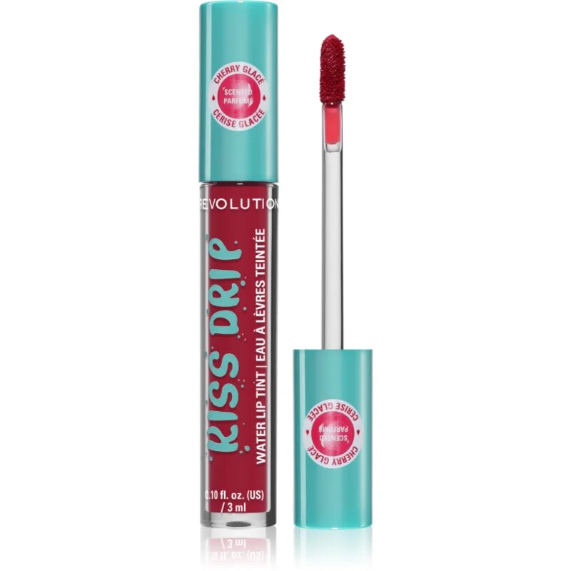 Revolution Kiss Drip Water Lip Tint luciu de buze rezistent culoare Cherry Glace 4 ml