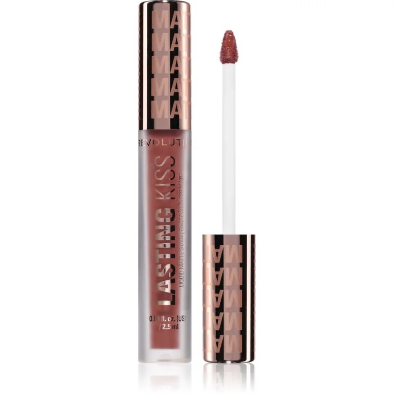 Revolution Lasting Kiss Liquid Matte Stain ruj lichid mat cu textură lejeră culoare Spiced Brown 2.5 ml