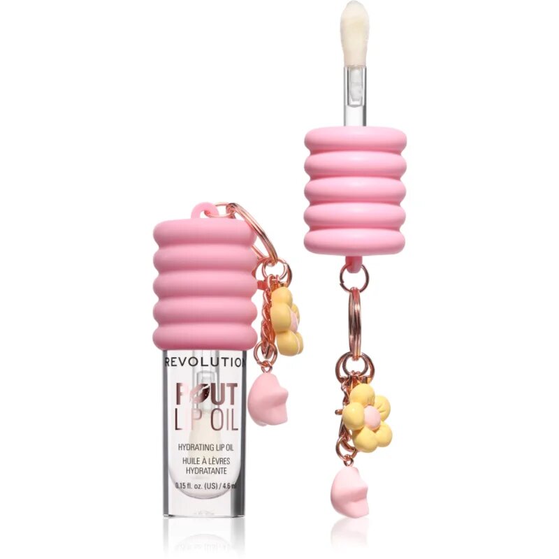 Revolution Pout Lip Oil With Charm ulei pentru buze pentru chei Pink Charm 4.6 ml