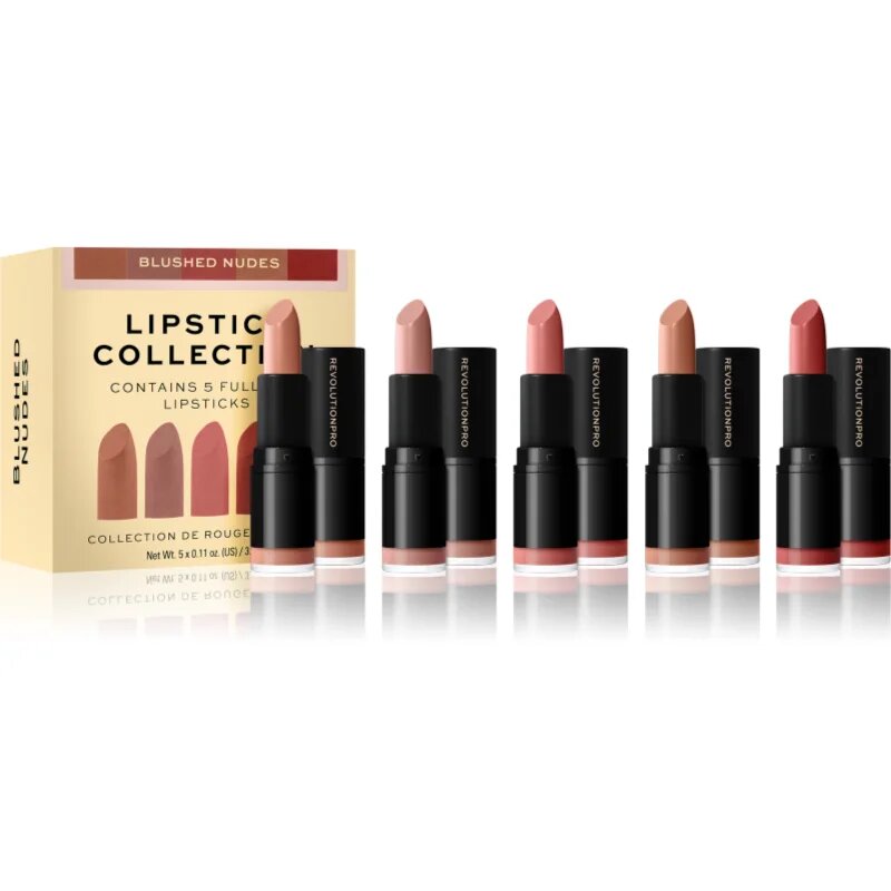 Revolution PRO Lipstick Collection ruj satinat set cadou culoare Blushed Nudes 5x32 g