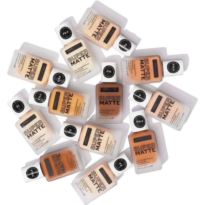 Revolution Relove Super Matte Foundation machiaj matifiant de lungă durată culoare F12.5 24 ml