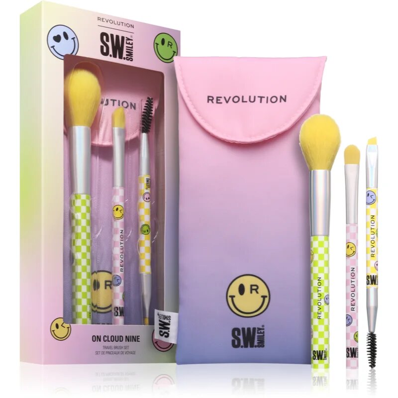 Revolution S.W.Smiley On Cloud Nine set de pensule cu geantă 3 buc