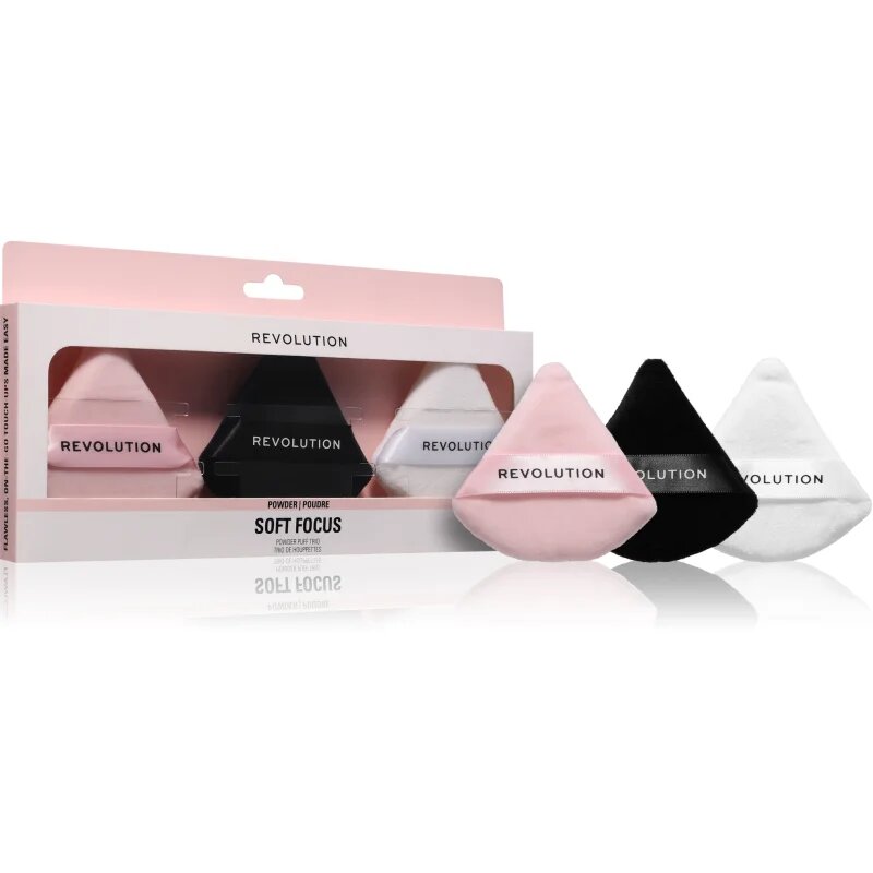 Revolution Soft Focus Powder Puff Trio puf pentru pudra 3 buc