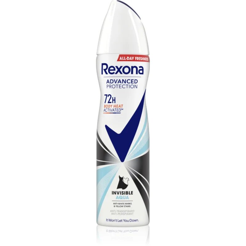 Rexona Advanced Protection Invisible Aqua spray anti-perspirant impotriva petelor albe si galbene Aqua 150 ml