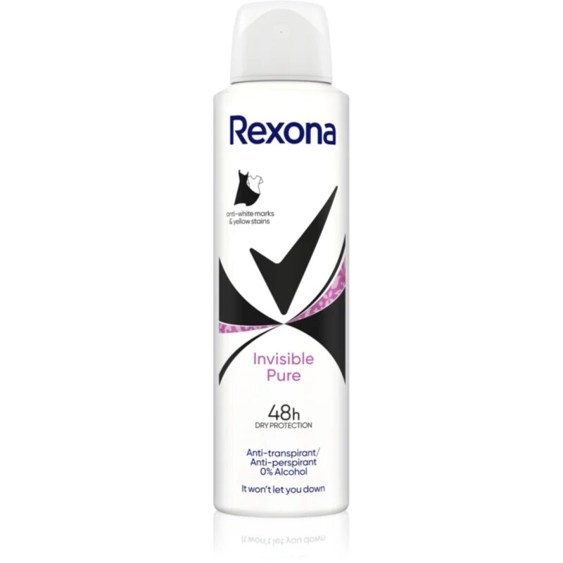 Rexona Invisible Pure spray anti-perspirant impotriva petelor albe si galbene 150 ml