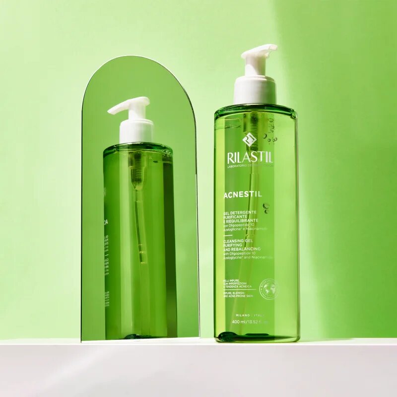 Rilastil Acnestil gel de curatare pentru reducerea sebumului pentru tenul gras predispus la acnee 400 ml