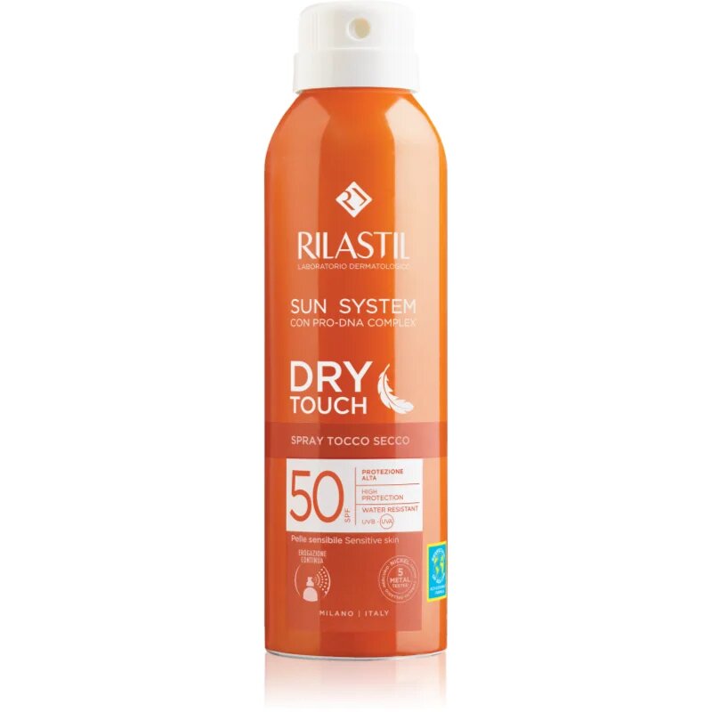 Rilastil Sun System Dry Touch spray protector pentru plajă SPF 50 200 ml