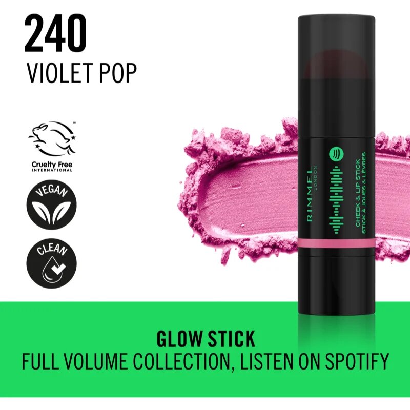 Rimmel Full Volume Cheek & Lip Stick blush stick culoare 240 Violet Pop 6 g