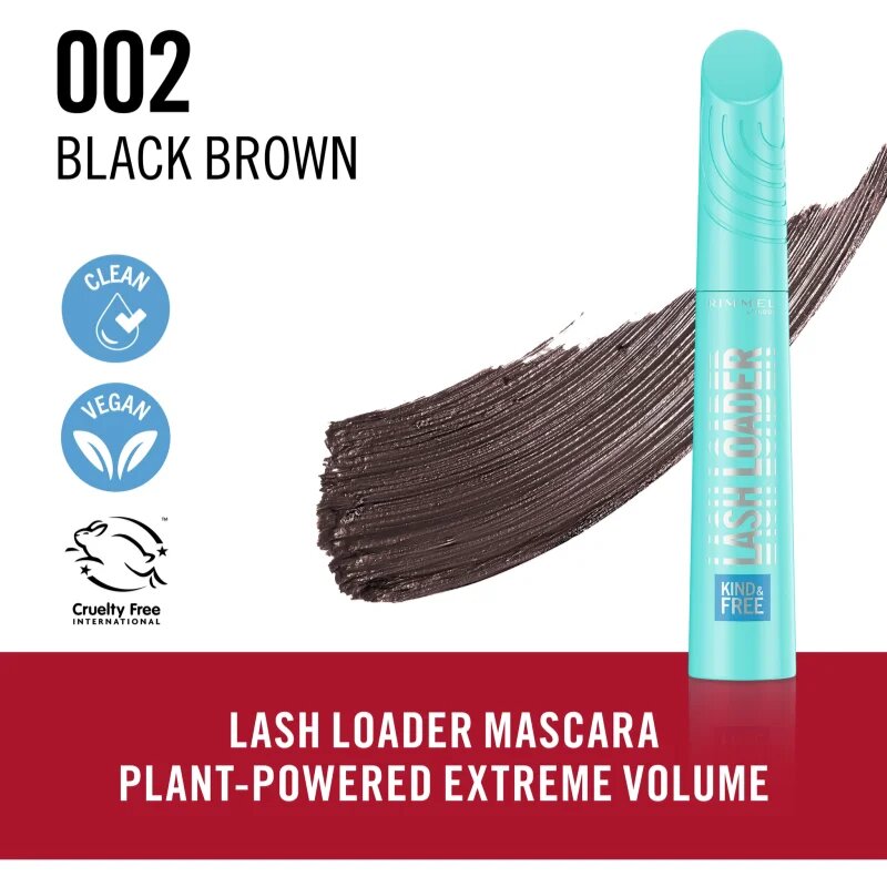 Rimmel Kind & Free Lash Loader mascara pentru volum culoare 002 Black Brown 9.5 ml