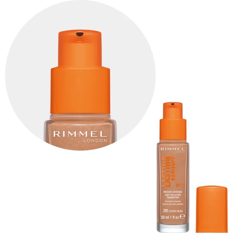Rimmel Lasting Radiance make-up pentru luminozitate SPF 25 culoare 400 Natural Beige 30 ml