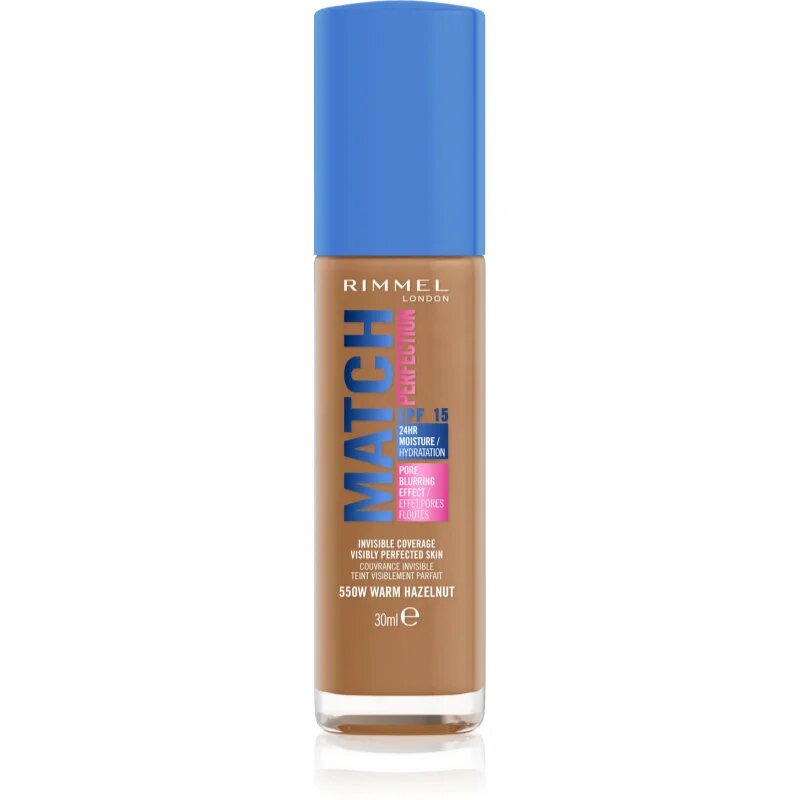 Rimmel Match Perfection fond de ten lichid SPF 15 culoare 550W Warm Hazelnut 30 ml