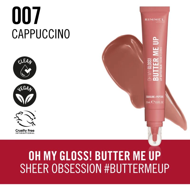 Rimmel Oh My Gloss! Butter Me Up Balsam de buze hidratant culoare 007 Cappuccino 15 ml