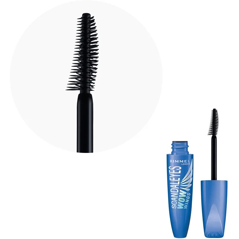 Rimmel ScandalEyes WOW Wings mascara rezistent la apă pentru curbare și volum culoare Black 12 ml