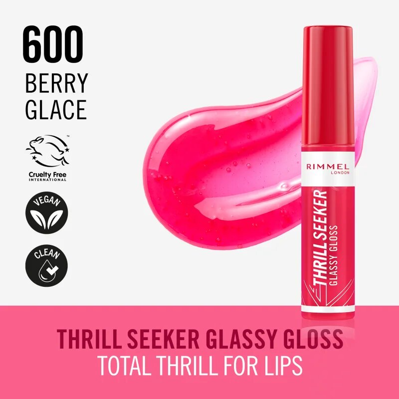 Rimmel Thrill Seeker Glassy Gloss luciu de buze pentru un volum suplimentar culoare 600 Berry Glace 10 ml