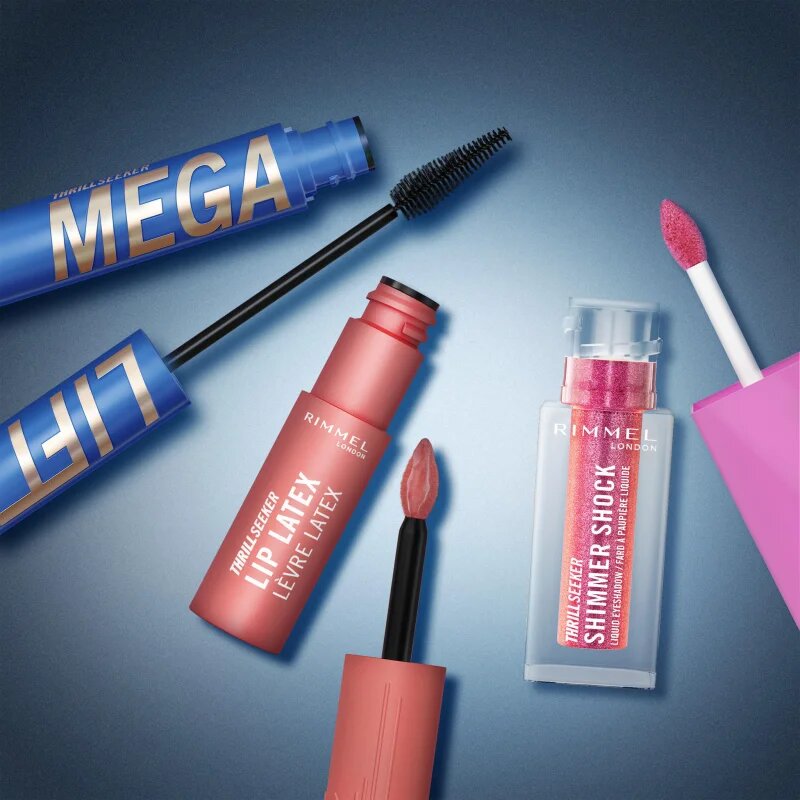 Rimmel Thrill Seeker Mega Lift mascara rezistent la apă pentru curbare și volum culoare 004 Waterproof Black 10 ml
