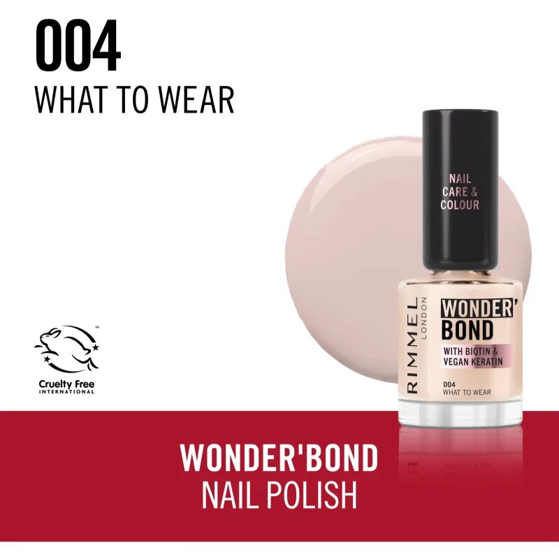 Rimmel Wonder'Bond lac de unghii culoare 004 What to Wear 12 ml