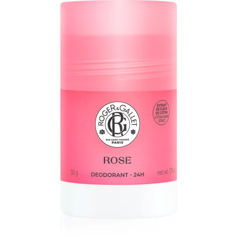 Roger & Gallet Rose deodorant fără conținut săruri de aluminiu cu protectie 24h pentru femei 50 g