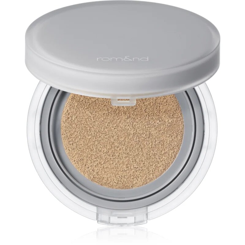 rom&nd Nu Zero Cushion fond de ten lejer protector și matifiant în aplicator din burete pentru o piele mai luminoasa culoare 04 Beige 23 15 g