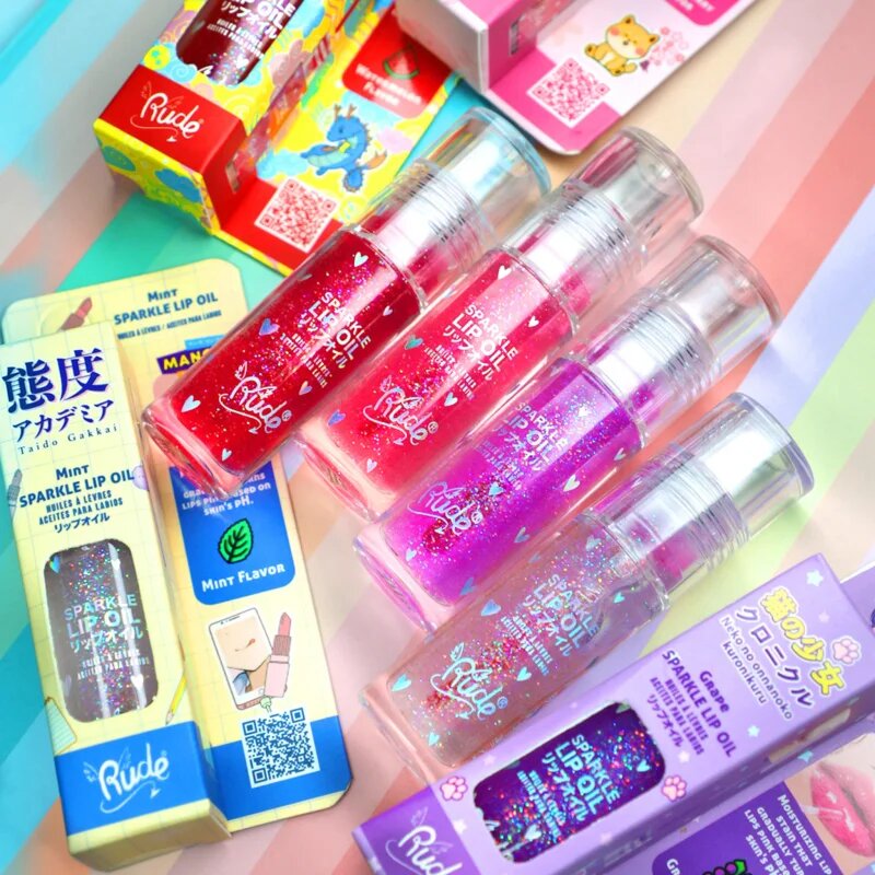 Rude Cosmetics Manga Collection Sparkle Lip Oil ulei nuanțator pentru buze cu efect de hidratare culoare Watermelon 4 g