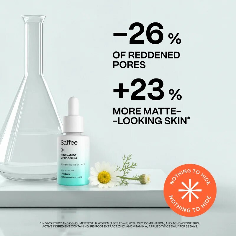 Saffee ClearDerm Niacinamide + Zinc Serum Ser matifiant pentru pori dilatati cu niacinamidă și zinc 30 ml