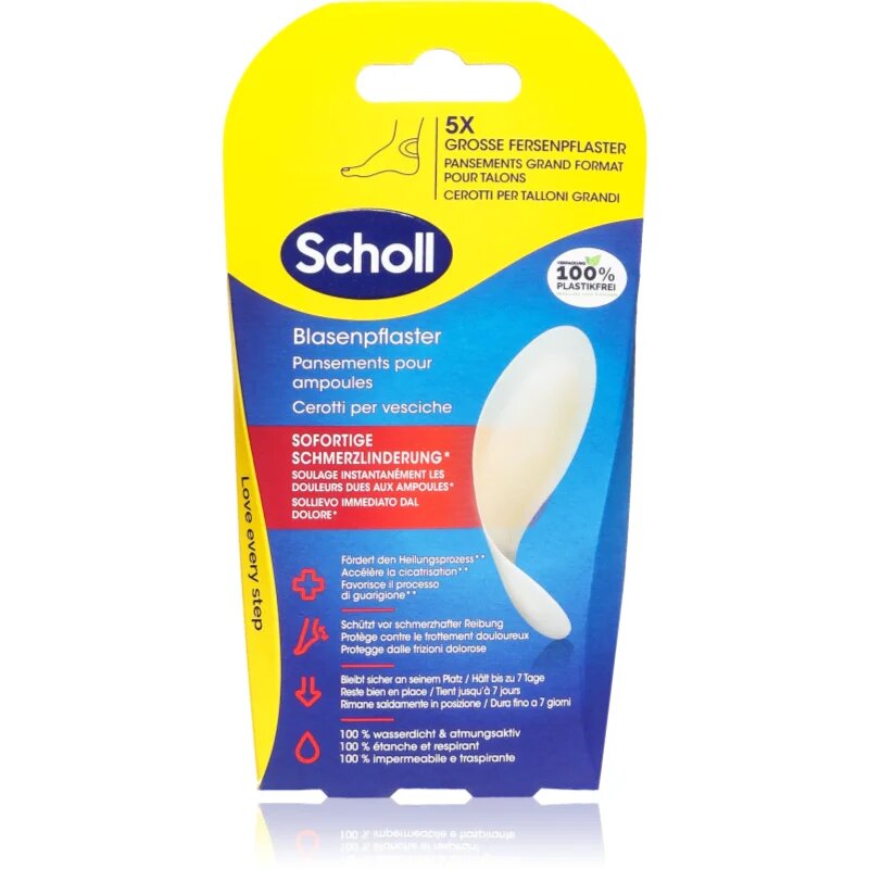 Scholl Dr. 's Blister Plasters plasture rezistent la apă pentru flictene la călcâie 5 buc