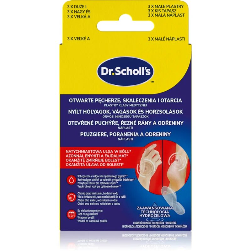 Scholl Dr. 's Open Blisters Cuts and Abrasions plasture hidroactiv pentru tratamentul leziunilor superficiale ale pielii 2x3 buc