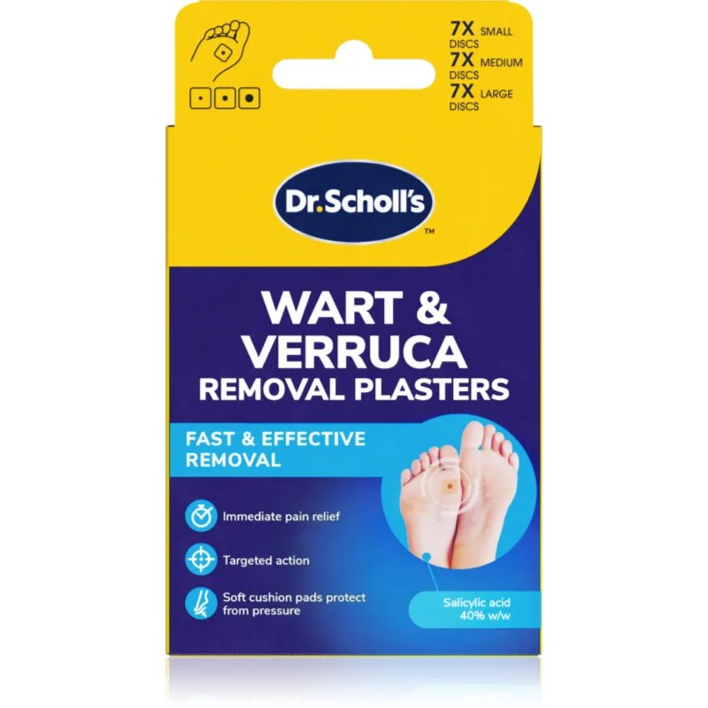 Scholl Dr. 's Wart & Verruca Plaster set de plasturi pentru atenuarea presiunii exercitate asupra mameloanelor și a calusurilor 3x7 buc