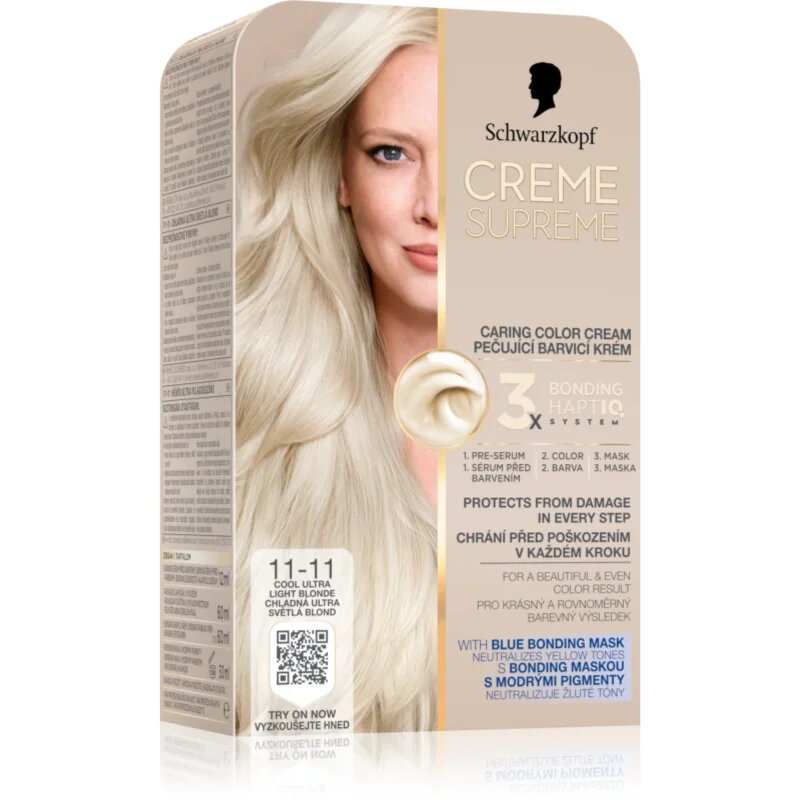 Schwarzkopf Creme Supreme Culoare permanenta pentru par culoare 11-11 Cool Ultra Light Blonde 60 ml
