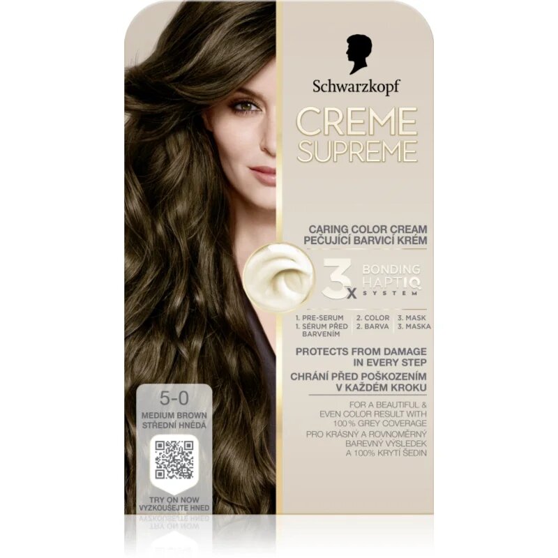 Schwarzkopf Creme Supreme Culoare permanenta pentru par culoare 5-0 Medium Brown 60 ml
