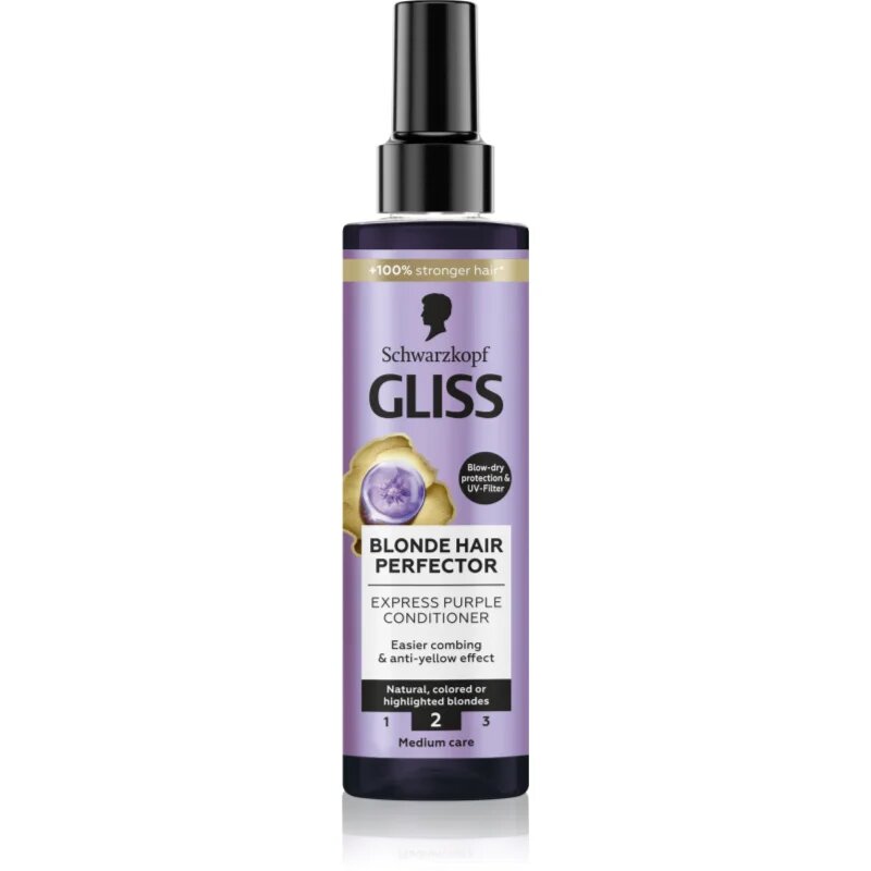 Gliss Blonde Hair Perfector balsam (nu necesita clatire) neutralizeaza tonurile de galben 200 ml