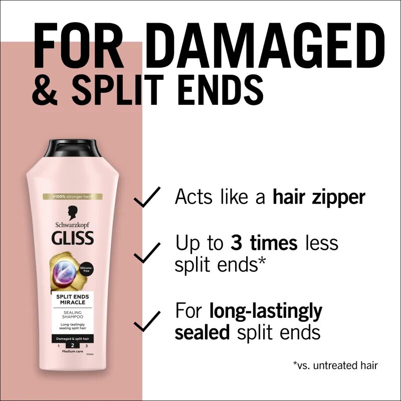 Schwarzkopf Gliss Split Ends Miracle sampon pentru regenerare pentru varfuri despicate 400 ml