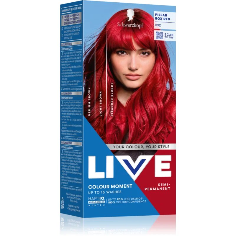 Schwarzkopf LIVE Colour Moment vopsea de păr semipermanentă culoare 092 Pillar Box Red 50 ml