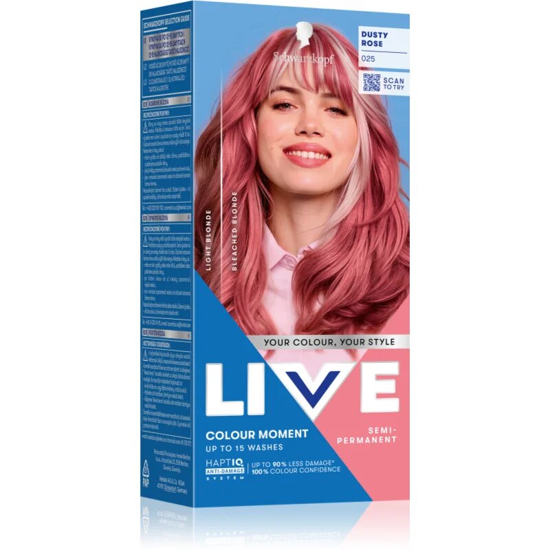 Schwarzkopf LIVE Ultra Brights or Pastel vopsea de păr semipermanentă culoare 025 Dusty Rose 1 buc